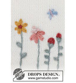Borduurwerk bloemen gemaakt van DROPS Sky