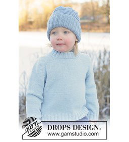 kindertrui en muts Polar Playtime Sweater gemaakt van Drops Merino extra fine