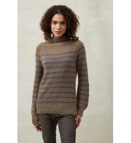 Gestreepte damestrui met hoge col