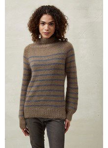 Gestreepte damestrui met hoge col