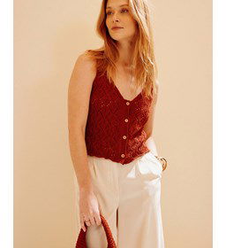 Topje met knoopsluiting gemaakt van Phildar Phil Rustique