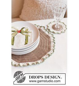 Feestelijke gehaakte placemat & onderzetter set gemaakt van Haaknaalden