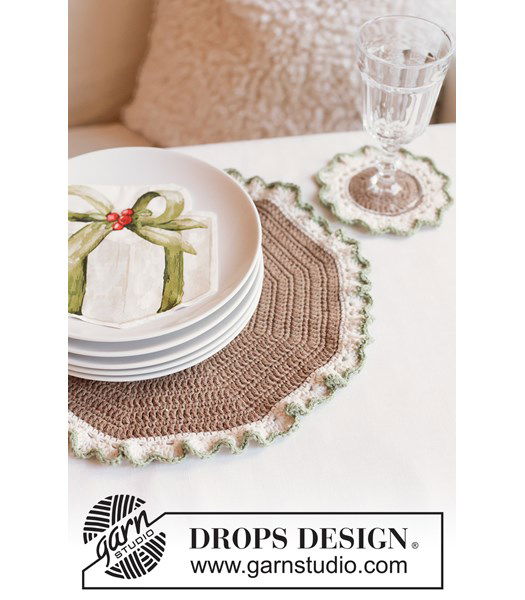 Haakpatroon Feestelijke gehaakte placemat & onderzetter set