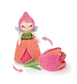 Omkeerbare tulpenfee gemaakt van Scheepjes Catona 25 en 10 gram