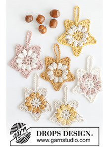 Haakpatroon sterhangers blooming stars gemaakt van Drops Muskat