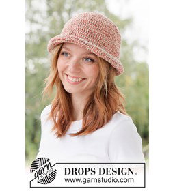 Gehaakte zomerhoed van dubbeldraads katoen gemaakt van Drops Safran