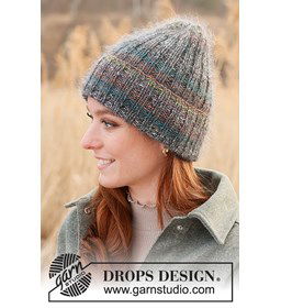 Muts in boordsteek gemaakt van Drops Kid Silk