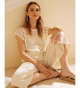 Recht truitje met openhaakwerk gemaakt van Phildar Phil Perle 5