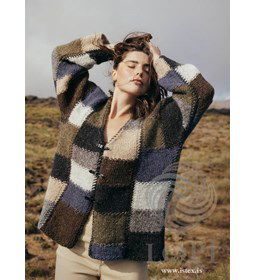 Damesvest Brautir met blokken aardetinten gemaakt van Lopi Alafosslopi