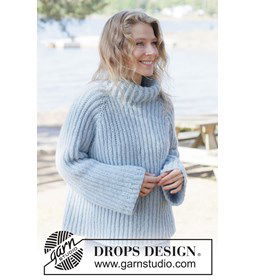 Gebreide trui in patentsteek gemaakt van Drops Brushed Alpaca Silk