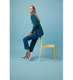 Damesvest met brede sjaalkraag