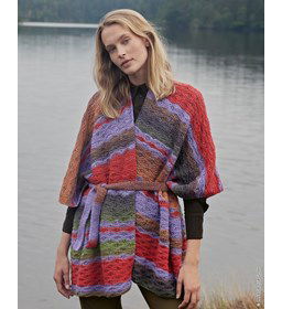 Poncho met ceintuur gemaakt van Rondbreinaald nr 3,5