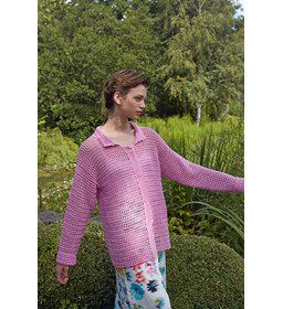 Damesvest met reverskraag Flower Field gemaakt van Lang Yarns Wooladdicts Sunshine - Sunshine colour