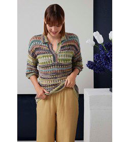 Damestrui Solene met halssplit en kraagje gemaakt van Rondbreinaald nr 3 - 3,25