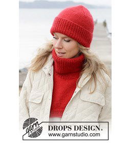 Halswarmer en muts gemaakt van Drops Kid Silk