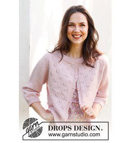 Damesvest Pink Peony Cardigan met kantpatroon gemaakt van knopen