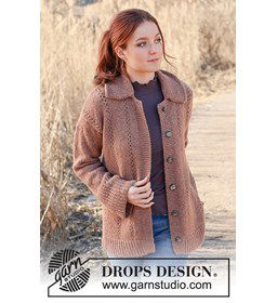 Damesvest met kantpatroon gemaakt van rondbreinaald nr 6