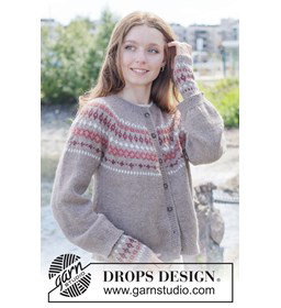 top-down vest met ronde pas en Scandinavisch patroon gemaakt van Breinaalden zonder knop