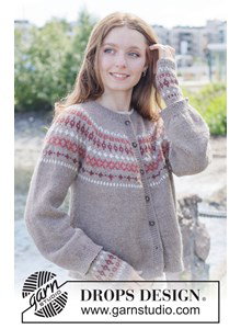 Breipatroon top-down vest met ronde pas en scandinavisch patroon gemaakt van Drops Lima
