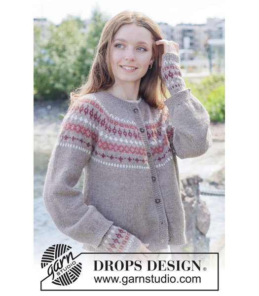 Breipatroon top-down vest met ronde pas en Scandinavisch patroon