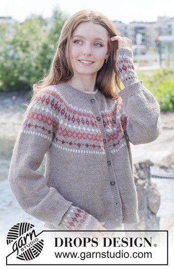 top-down vest met ronde pas en Scandinavisch patroon