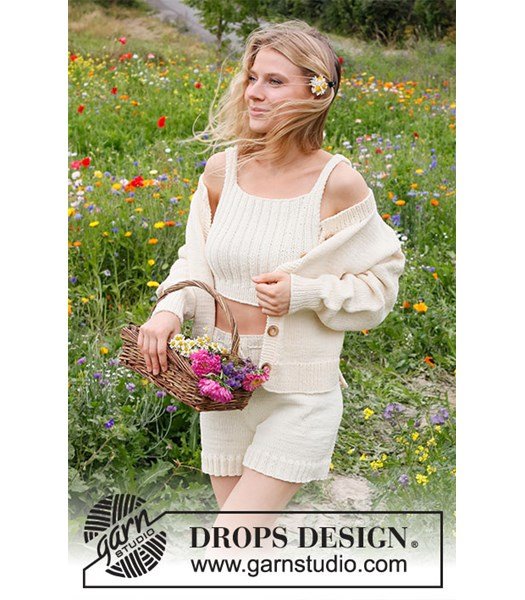 Breipatroon Dames croptop en korte broek Prairie Rose Set