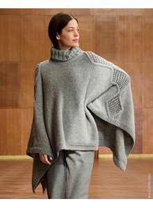 Breipatroon wijde poncho met ajourpatroon gemaakt van Lana Grossa Cool Merino Big