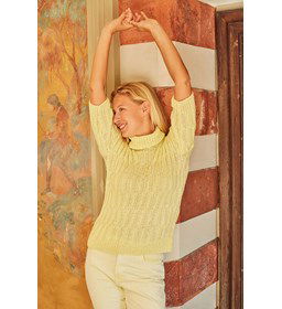 Damestop met verticale ribbels gemaakt van Lang Yarns Wooladdicts Sunshine - Sunshine colour