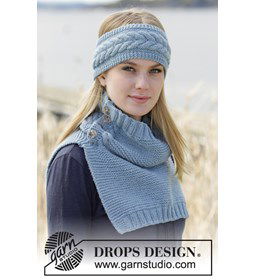 Gebreide hoofdband en halswarmer  gemaakt van Drops Big Merino