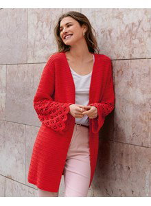 lang damesvest met boogjespatroon