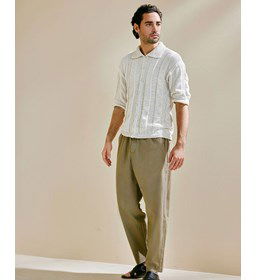 Herenvest met plokraagje gemaakt van Phildar Phil Ocean