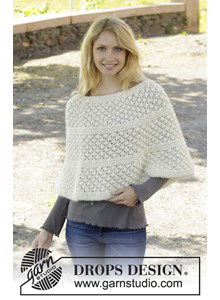 Gebreide poncho in ribbelsteek
