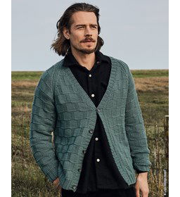 Herenvest in blokpatroon gemaakt van Lana Grossa Cool Wool Big