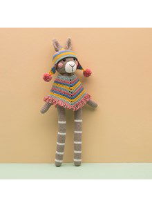 Knuffeldier Lama Mia met poncho en muts