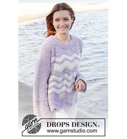 Damestrui met golfpatroon en wijde mouwen gemaakt van Drops Air