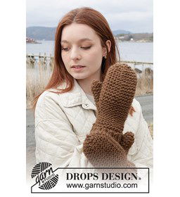 Wanten met ribbels gemaakt van Drops Snow - Eskimo