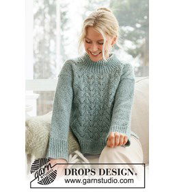 Damestrui met brede boorden in boordsteek. gemaakt van Drops Air