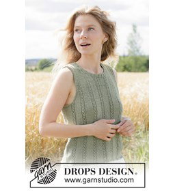 Luchtige gebreide zomertop met kantpatroon gemaakt van Rondbreinaald nr 3,5