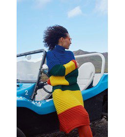 Gekleurde jurk met col gemaakt van Lang yarns Poseidon