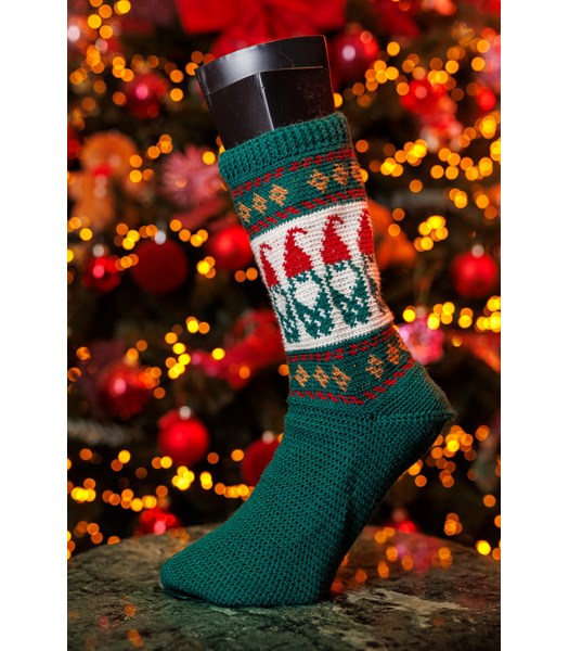 Haakpatroon kerstsokken Christmas Gnooms