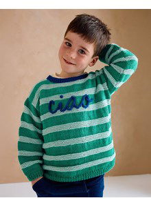 Gestreepte kindertrui met tekst