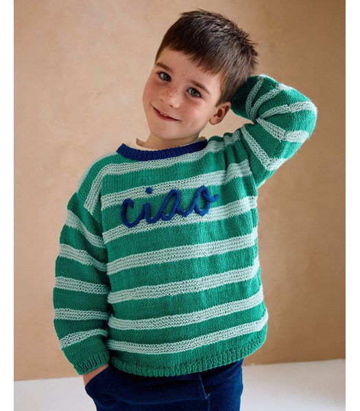 Breipatroon Gestreepte kindertrui met tekst