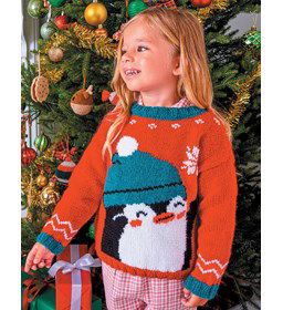 Kersttrui pinguin gemaakt van Pingouin Pingo First