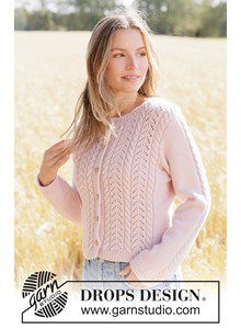 Gebreid damesvest met kabels en kantpatroon