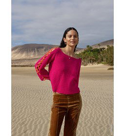 Korte damestrui met zigzagpatroon gemaakt van Lana Grossa Elastico