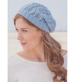 Damesmuts met ajourpatroon gemaakt van Schachenmayr Merino Extrafine Cotton 120