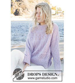 Damstrui in kant- en kabelpatroon gemaakt van Drops Kid Silk