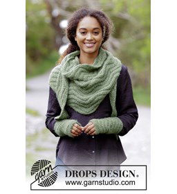 Omslagdoek en polswarmers gemaakt van Drops Air