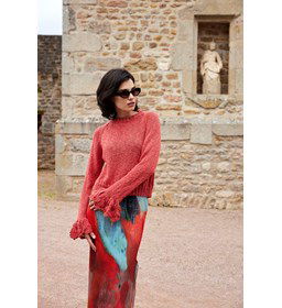 Damestrui met wijde gerimpelde manchetten