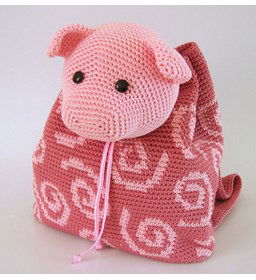 Rugzak varken gemaakt van Kumihimo satijnkoord 